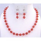 UNS036 Smashing Red Crystals Necklace Set Immitation Red Crystals Wedding Bridemaides Jewelry Set