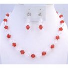 UNS035 Red & Clear Crystals Cheap Wedding Jewelry Set Immitation Crystals Fashionble Set