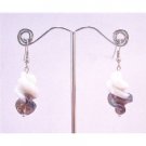 UER356  Twisted Earrings White/Amethyst Trendy Earrings Fashionable Dangling Earrings