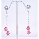 UER351  Fuschia Chinese Crystals Dangling Earrings Earrings Fuschia Crystals Party Earrings