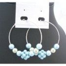 UER346  Very Beautiful Lite Blue Fancy Beads Earrings Fashionable Fabulous Hoop Earrings