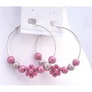 UER345  Pink Beads Hoop Earrings Beautiful Pink Fancy Beads Earrings Fashionable Hoop Earrings