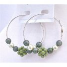 UER344  Fashionable Fabulous Hoop Earrings Dark Green Beads Hoop Earrings
