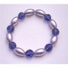 UBR152 Bridemaids Stretchable Bracelet Pearls Purple Pearls Velvet Round 10mm Glass Beads