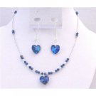 NSC707  Burmuda Crystals Jewelry Set Swarovski Burmuda Crystals Heart Pendant Earring Set