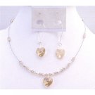 NSC705 Golden Shadow Crystals Heart Pendant Jewelery Set Prom Jewelry Bridal Valentine Jewelry