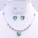 NSC703 Heart Jewelry Set Vitral Medium Swarovski Crystals Heart Pendant Earrings Set