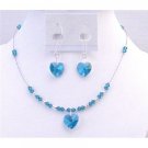 NSC701 New Sparkling Genuine Swarovski Blue Zircon Heart Pendant Exclusively Valentine Gift