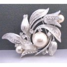 B341 Tulip Brooch Very Sophisticate Made w/Silver Metal Sparkling W/Cubic Zircon