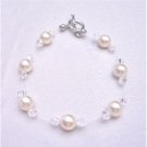TB756  Ivory Pearls Clear Crystals Bracelet Swarovski Jewelry