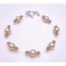 TB758 Wedding Jewelry w/Genuine Swarovski Bronze Pearls&Smoked Topaz Crystals Bracelet