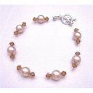 TB757 Inexpensive Genuine Swarovski Brown Smoked Topaz Crystals Bracelet
