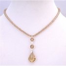 BRD885 Lite Colorado Crystals 4mm Necklace w/Briollette Pendant COlorado Crystals Bridal Necklace