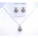 BRD874  Darkest Brown Chocolate Pearls Pendant & Earrings Jewelry Set
