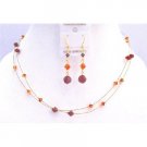 BRD848  Golden Wire Women Jewelry Set w/ Siam Red & Fire Opal Cool Combo Jewelry Set