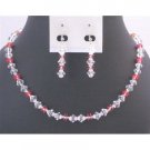 UNS057 High Quality Beads Clear Immitation Crystals w/ Red Daisy Spacer Prom Jewelry Gift Set
