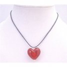 UNE171 Red Murano Glass Heart Pendant Necklace Jewelry With Black Chord Jewelry