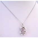 UNE173  Very Cute Dog Pendant Sparkling Crystals Hands Legs Movable 16 Inches Length Necklace