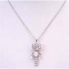 UNE176 Animal Pendant Necklace Jewelry W/ Stripes Tail Cat Pendant Enameled White Parts