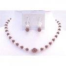 BRD915  Wine Pearls w/White Pearls & Diamond Spacer At the Center Swarovski Bordeaux Pearls Set