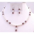 BRD908  Sophisticate Jewelry Wine Bordeaux Swarovski Pearls Necklace & Earrings Set