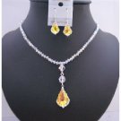 BRD949  AB Swarovski Crystals 4mm w/ AB Baroque Pendant Dangling Drop Down Necklace Set