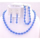 BRD919 Wedding Jewelry Set CapriBlue Crystals Round Crystals Complete Set