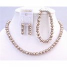 BRD936 Wedding Bridal Bridemaids Jewelry Genuine Swarovski Bronze Pearls Jewelry