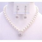 BRD956 Mother Of Groom With Ball Pendant Fully Paved With Swarovski Crystals Necklace Set