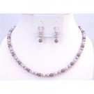 BRD948 Fashionable Genuine Swarovski Lavender Burgundy Powder Rose TriColor Necklace Set