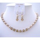 BRD953 Smoked Topaz Crystals With Swarovski Champagne Pearls Bridemaids Customize Jewelry Set