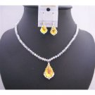 BRD950  AB Swarovski Crystals 4mm With AB Baroque Pendant & Earrings Necklace Set