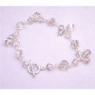 TB894  Swarovski Silver Shade Bracelet Different Shape Size & Shape W/ 8mm Helix Beads Jewelry