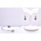 TB897 Wedding Colors Champagne & Brown Pearls w/Silver Rondells Spacer Comfortable Bracelet