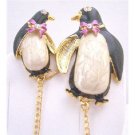 B380 Mother & Baby Brooch Exclusively Baby Shower Brooch Enamel Penguin ON Skate