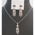 NS719  Beautiful Pendant And Earrings Dangling Necklace Fully Embedded With Cubic Zircon