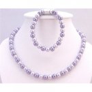 NS704 Wedding Bridemaids Jewelry In Lilac & Victorian Lilac Necklace & Stretchable Bracelet Set