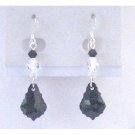 ERC591 Jet Crystals Teardrop Silver Hook Earrings AB Crystals & Jet Crystals Combo Dangling Earrings