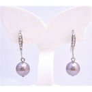 ERC580 Cubic Zircon Encrusted Hook Earrings Diamante Earrings Mauve Swarovski Pearls