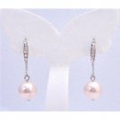 ERC579  Diamante Earrings Genuine Rose Swarovski Pearls Dangling From Hook