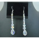 ERC550 AB Crystals Teardrop Pear Shaped Genuine Swarovski Crystals Sterling Silver Earrings
