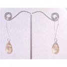 ERC575  Genuine Swarovski Golden Shadow Polygan Pendant Silver Hoop Earrings