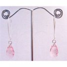 ERC573  Genuine Swarovski Lite Rose Polygan Pendant In Silver Hoop Earrings