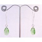 ERC572  Genuine Swarovski Peridot Polygan Pendant In Silver Hoop Earrings