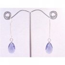 ERC571 Tenzanite Polygan Pendant In Silver Hoop Earrings Genuine Swarovski