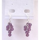 ERC559  Grape Bunch Earrings Of Round Crystals Beads Amethyst Round Crystals Beads Earrings