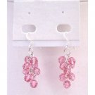 ERC560 Grape Bunch Earrings Of Round Rose Crystals Beads Sterling Silver 92.5 Earrings