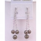 ERC554  Brown Chocolate Pearls Dangling Earrings Fashionable Dangling Pearls Earrings