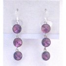 ERC555  Amethyst Crystals Faceted Round Beads Earrings Sterling Silver Earrings