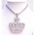 HH243  Sparkling Diamante Hip Hop Crown Pendant Fully Encrusted Embedded With Simulated Diamond